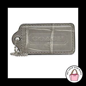 RARE 3" XL COACH Gray Croc Exotic Leather Nickel Fob Bag Charm Keychain Hang Tag